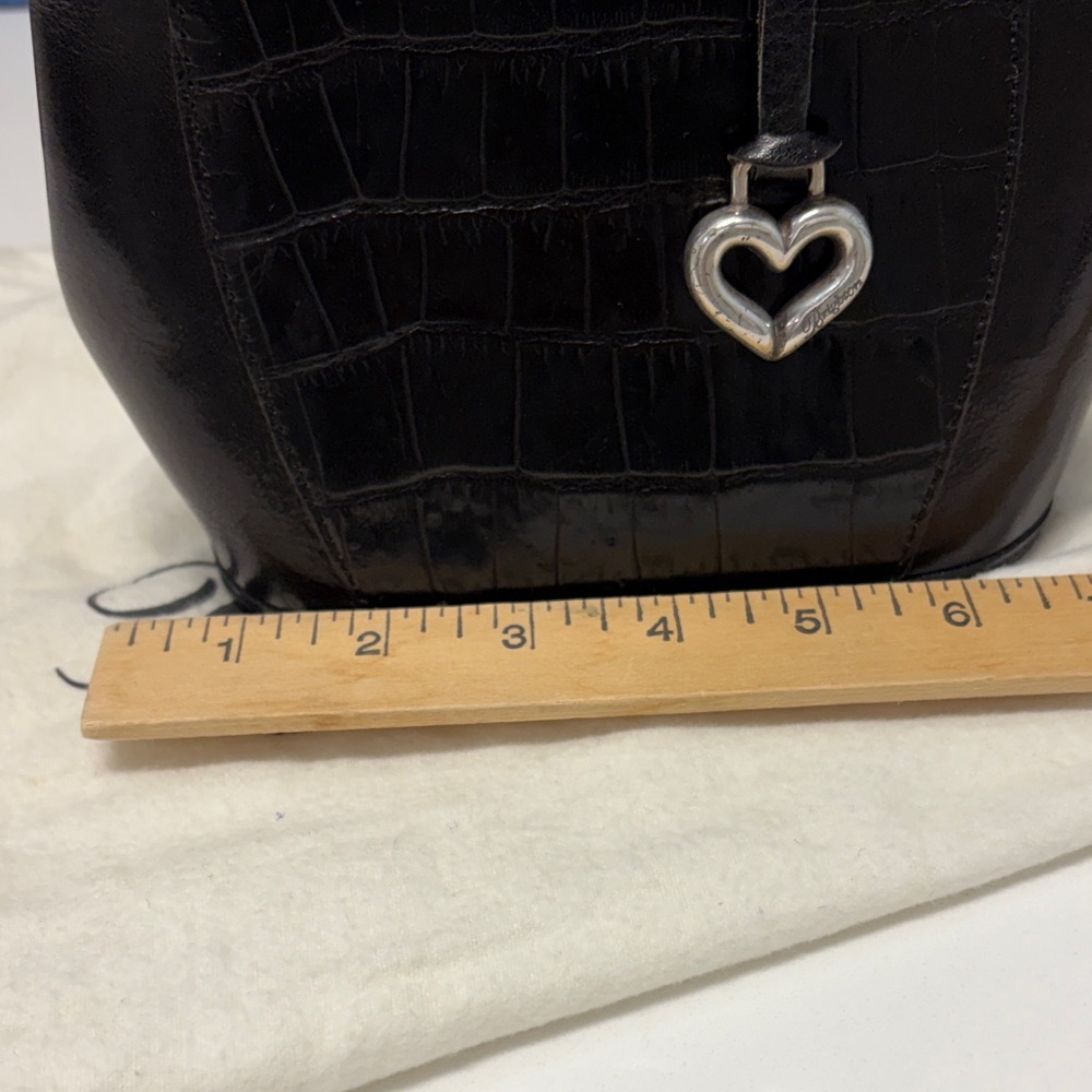 Brighton Black Croc-Embossed Mini Bucket Bag with Heart Handle - Picture 6 of 7